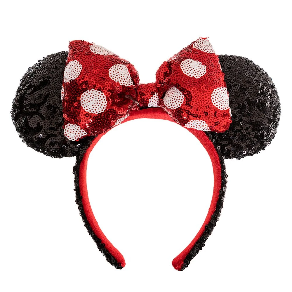 Disney Minnie Mouse Sequin Ear Headband With Sequin Polka Dot Bow For Adults 1 Disney Minnie Mouse Sequin Ear Headband With Sequin Polka Dot Bow For Adults