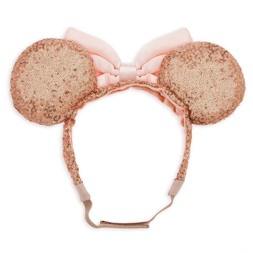 Disney Minnie Mouse Sequin Ear Headband With Strap For Adults – Rose Gold & Pink 2 Disney Minnie Mouse Sequin Ear Headband With Strap For Adults – Rose Gold & Pink - Image 2