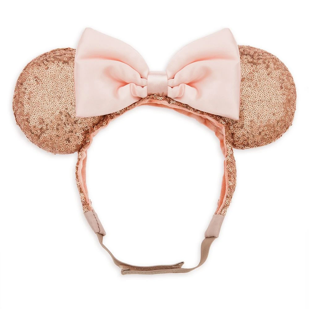 Disney Minnie Mouse Sequin Ear Headband With Strap For Adults – Rose Gold & Pink 1 Disney Minnie Mouse Sequin Ear Headband With Strap For Adults – Rose Gold & Pink