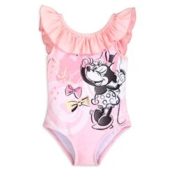 Disney Minnie Mouse Pink Swimsuit And Hair Scrunchie Set For Girls -Disney Shop 5006046950293 4