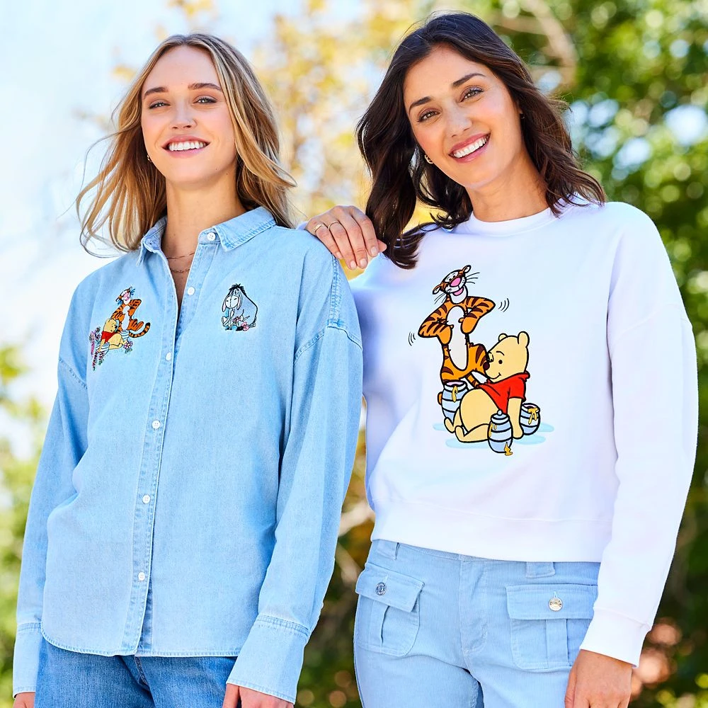 Disney Winnie The Pooh And Tigger Semi-Cropped Sweatshirt For Women 2 Disney Winnie The Pooh And Tigger Semi-Cropped Sweatshirt For Women - Image 2