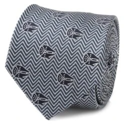 Disney Millennium Falcon Herringbone Blue Silk Tie For Adults – Star Wars