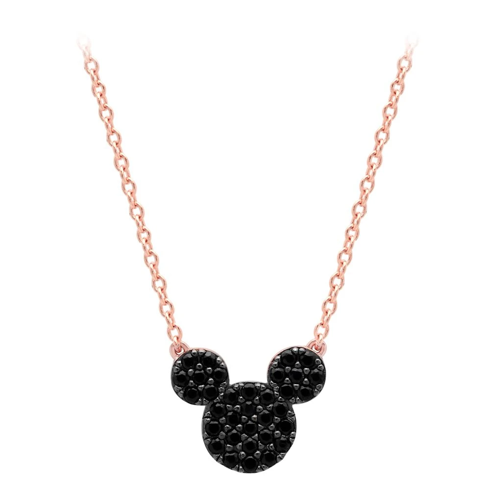 Disney Mickey Mouse Black Pave Necklace By CRISLU – Rose Gold 1 Disney Mickey Mouse Black Pave Necklace By CRISLU – Rose Gold
